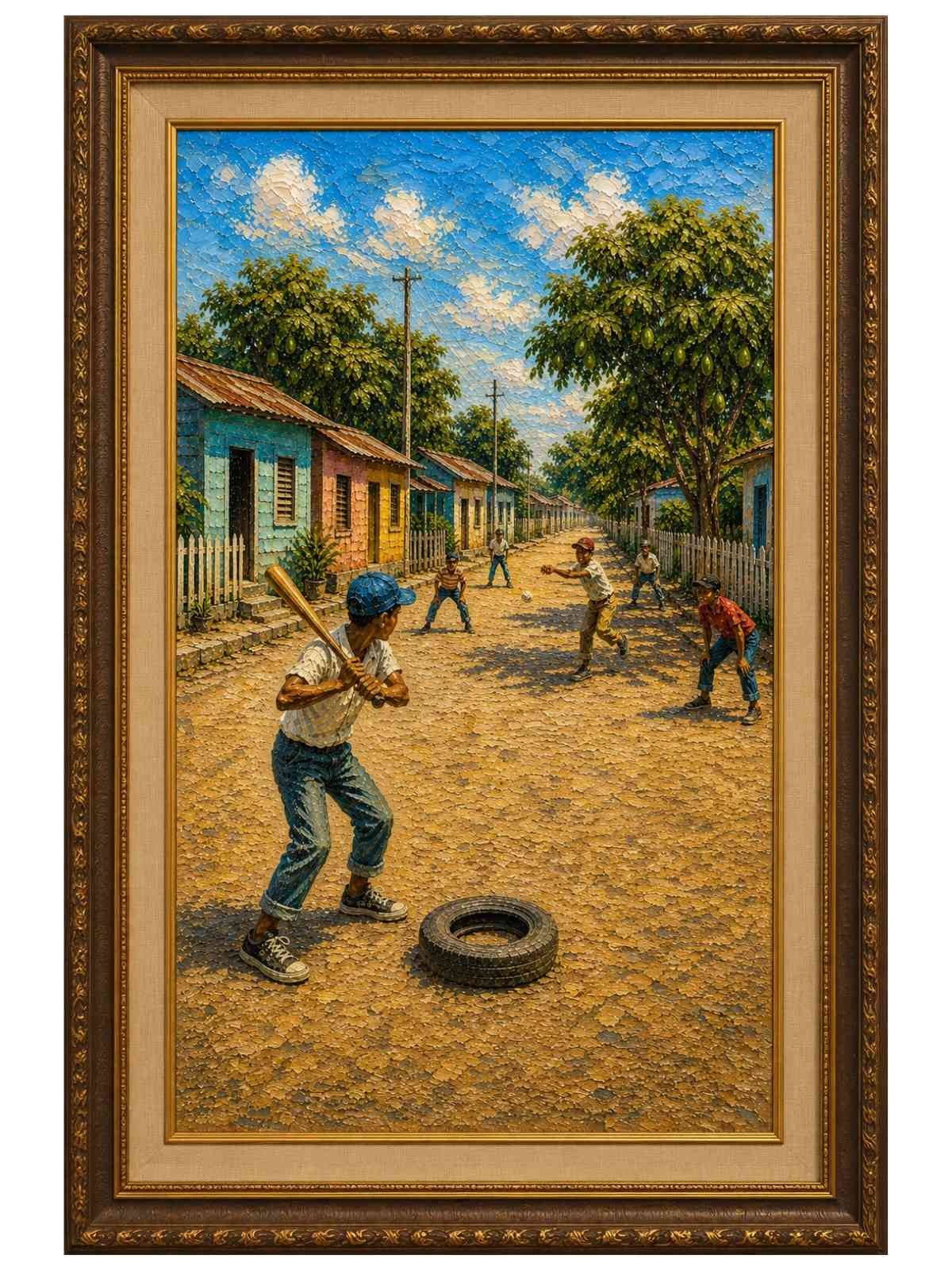 Jugando baseball en la calle