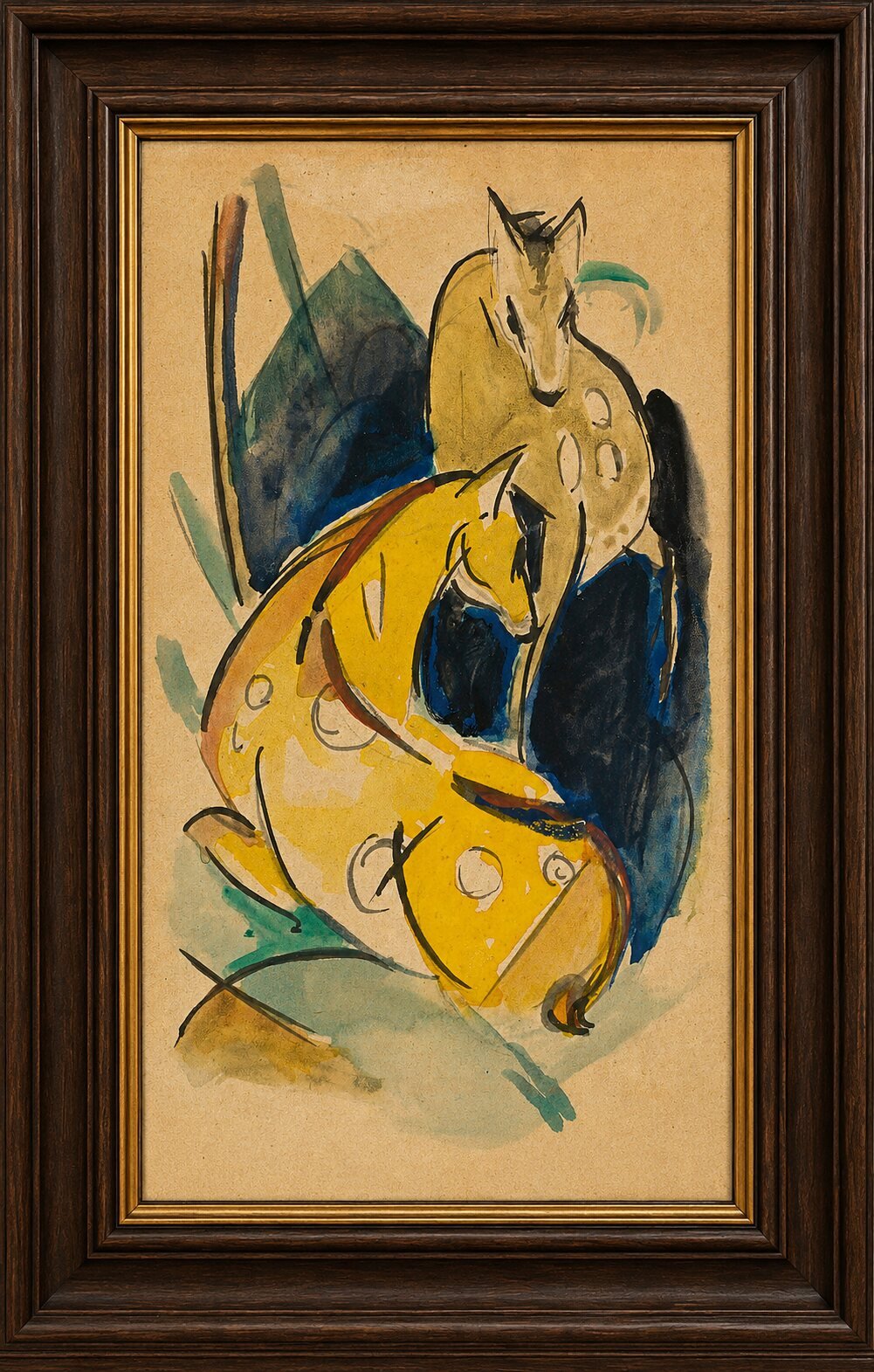 Zwei gelbe Tiere de Franz Marc